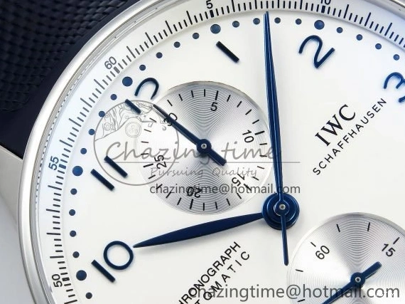 MIROTIME 0422 Casual Portuguese Chrono IW3716 Z+F 1:1 Best Edition White Dial on Blue Rubber Strap A 7016
